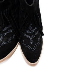 Load image into Gallery viewer, Amos Fringe Ankle Bootie in Black Suede
