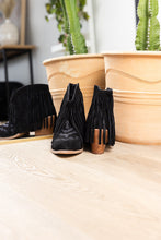 Load image into Gallery viewer, Amos Fringe Ankle Bootie in Black Suede
