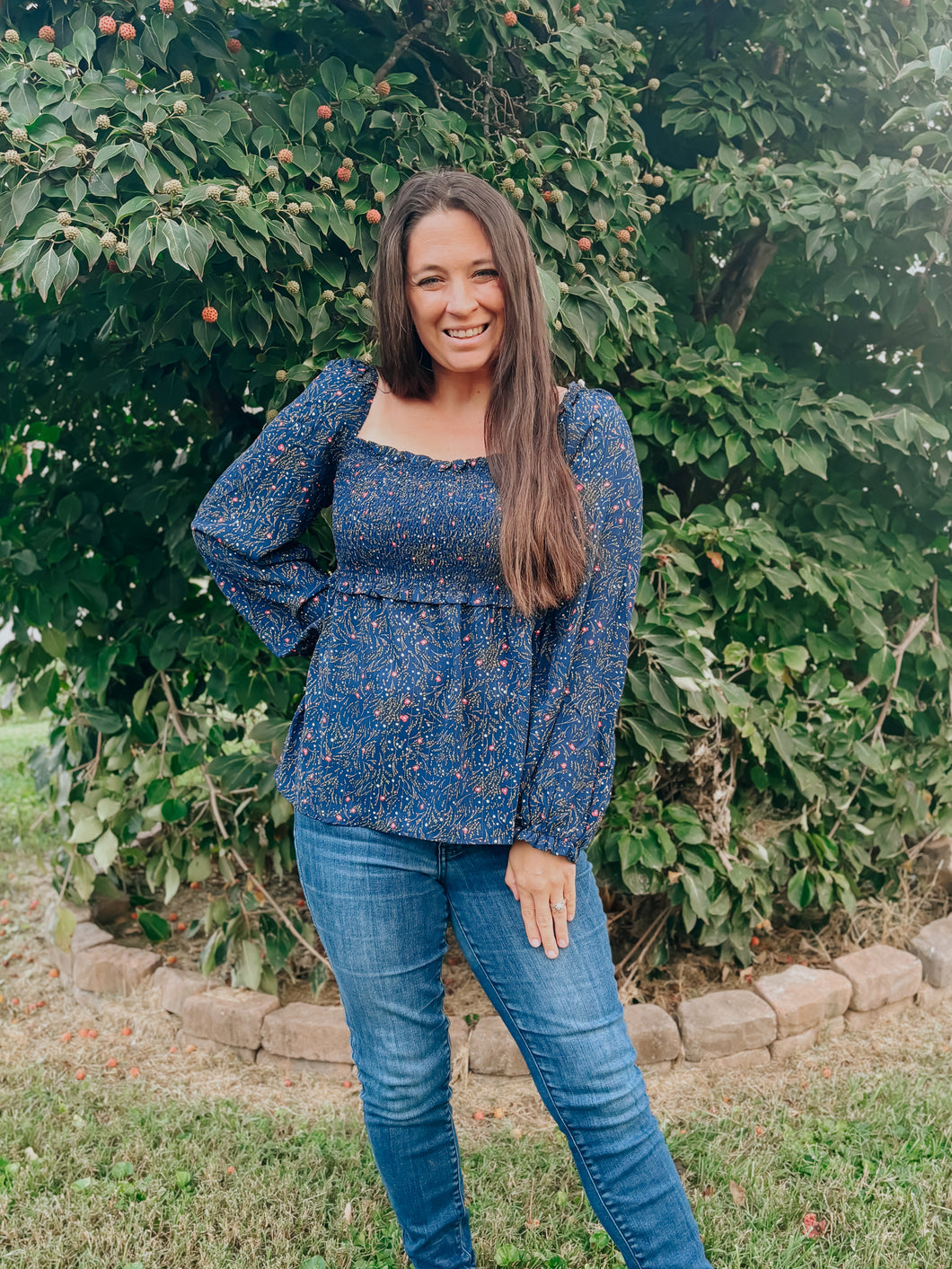 Fall Floral Smocked Top