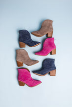 Load image into Gallery viewer, Twilight Studded Heeled Ankle Boot in Denim
