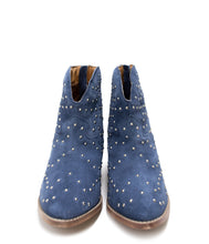 Load image into Gallery viewer, Twilight Studded Heeled Ankle Boot in Denim
