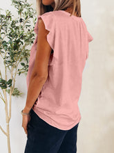 Load image into Gallery viewer, Ruffled Notched Cap Sleeve T-Shirt
