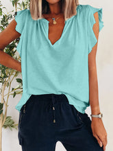 Load image into Gallery viewer, Ruffled Notched Cap Sleeve T-Shirt
