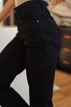 Load image into Gallery viewer, Reese Rhinestone Slim Fit Jeans in Black
