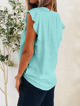 Load image into Gallery viewer, Ruffled Notched Cap Sleeve T-Shirt
