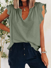 Load image into Gallery viewer, Ruffled Notched Cap Sleeve T-Shirt
