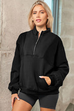 Load image into Gallery viewer, Half Zip Dropped Shoulder Sweatshirt
